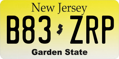 NJ license plate B83ZRP
