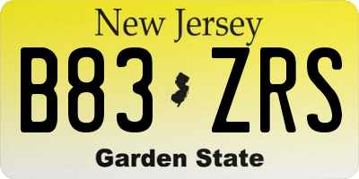 NJ license plate B83ZRS