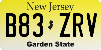 NJ license plate B83ZRV