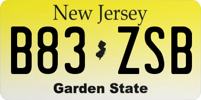 NJ license plate B83ZSB