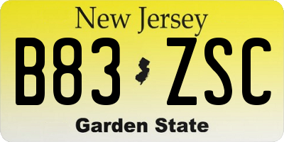 NJ license plate B83ZSC