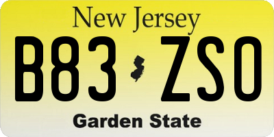 NJ license plate B83ZSO