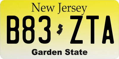 NJ license plate B83ZTA
