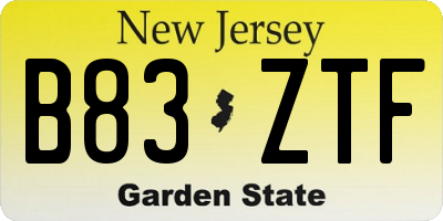 NJ license plate B83ZTF