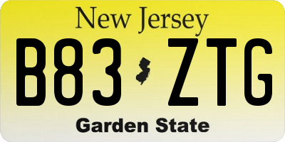 NJ license plate B83ZTG