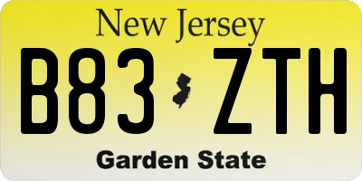NJ license plate B83ZTH