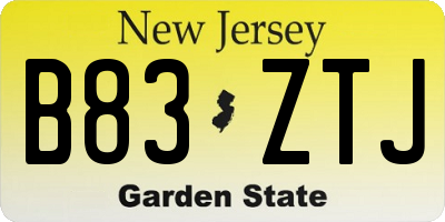 NJ license plate B83ZTJ