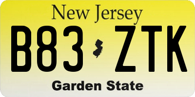 NJ license plate B83ZTK