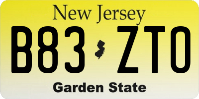 NJ license plate B83ZTO