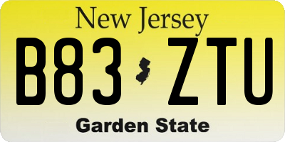 NJ license plate B83ZTU