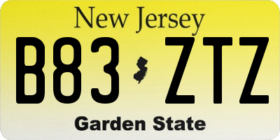 NJ license plate B83ZTZ