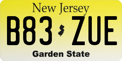 NJ license plate B83ZUE