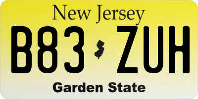 NJ license plate B83ZUH
