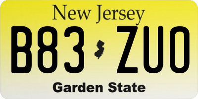 NJ license plate B83ZUO