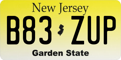 NJ license plate B83ZUP