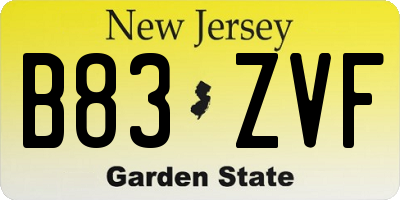 NJ license plate B83ZVF