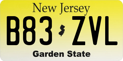 NJ license plate B83ZVL