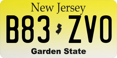 NJ license plate B83ZVO