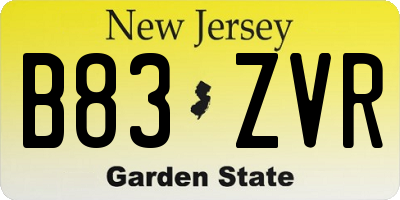 NJ license plate B83ZVR