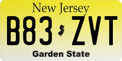 NJ license plate B83ZVT
