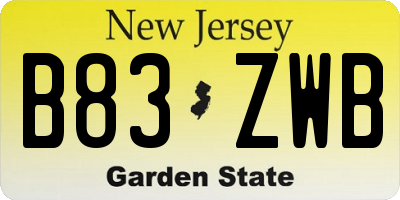 NJ license plate B83ZWB