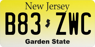 NJ license plate B83ZWC