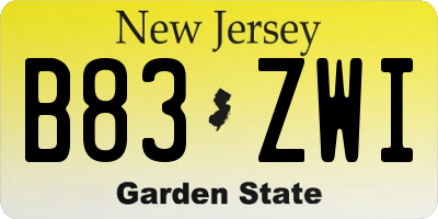 NJ license plate B83ZWI