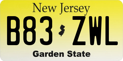 NJ license plate B83ZWL