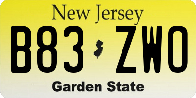 NJ license plate B83ZWO