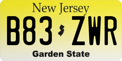 NJ license plate B83ZWR