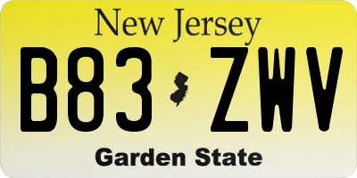 NJ license plate B83ZWV