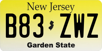 NJ license plate B83ZWZ