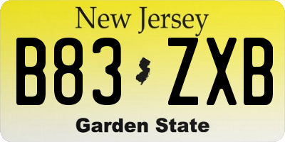 NJ license plate B83ZXB
