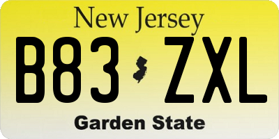 NJ license plate B83ZXL