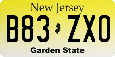 NJ license plate B83ZXO
