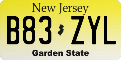 NJ license plate B83ZYL