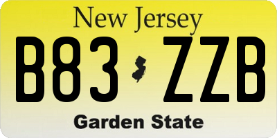 NJ license plate B83ZZB