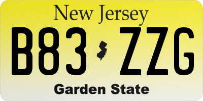 NJ license plate B83ZZG