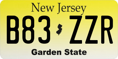 NJ license plate B83ZZR