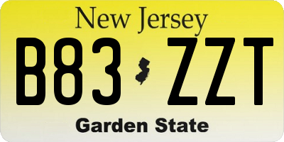 NJ license plate B83ZZT