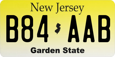 NJ license plate B84AAB