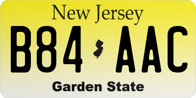 NJ license plate B84AAC