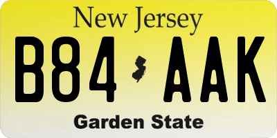 NJ license plate B84AAK