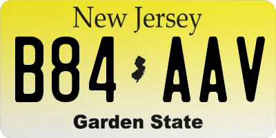 NJ license plate B84AAV
