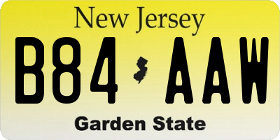 NJ license plate B84AAW