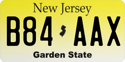 NJ license plate B84AAX