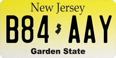 NJ license plate B84AAY