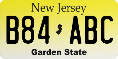 NJ license plate B84ABC