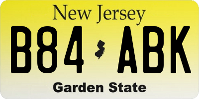 NJ license plate B84ABK