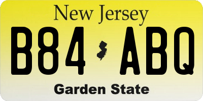 NJ license plate B84ABQ